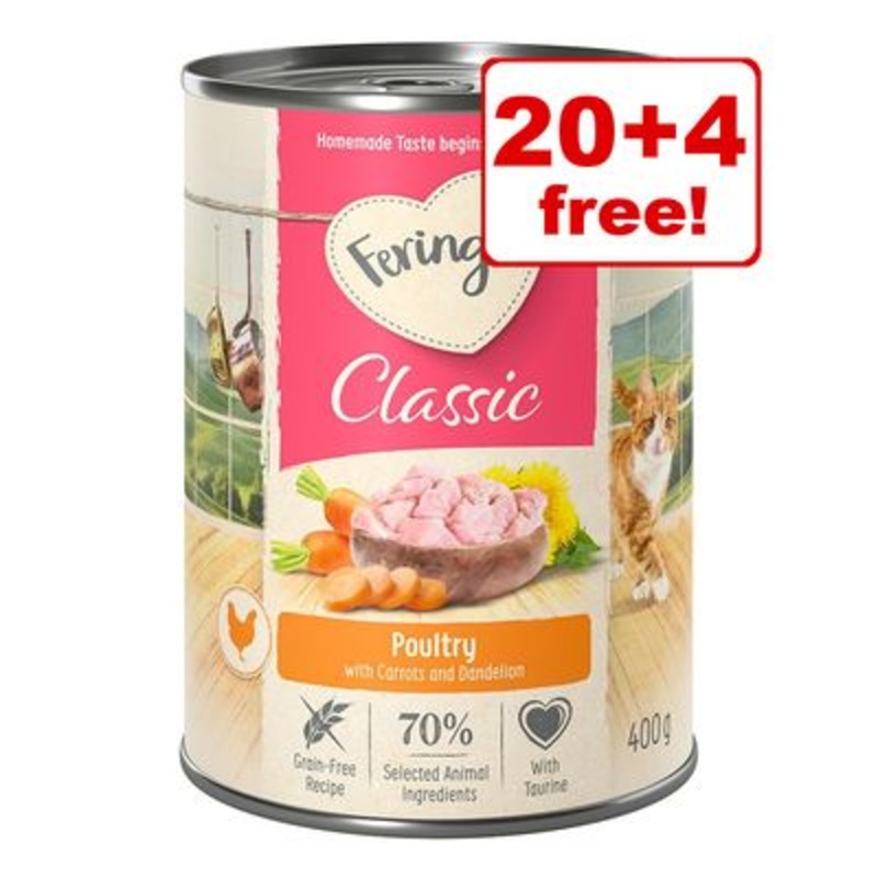 24 x 400g Feringa Classic Meat Menu Wet Cat Food - 20 + 4 Free! *