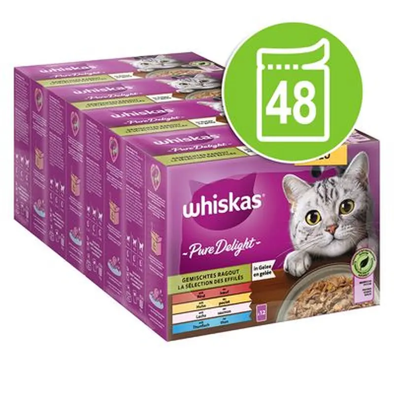 Whiskas Pure Delight Pouches 48 x 85g - Mixed Stew in Jelly