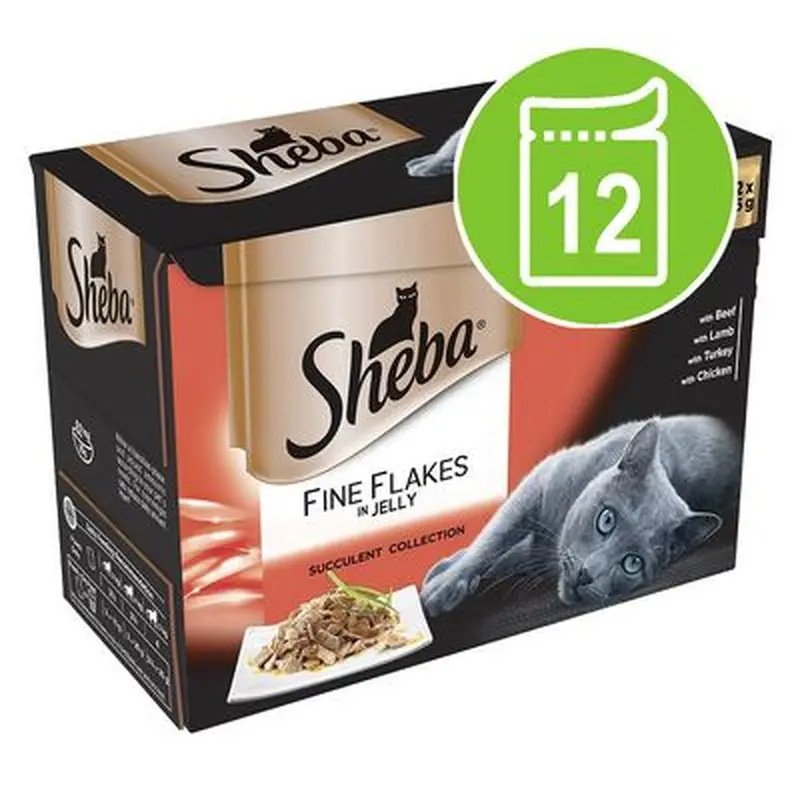 Sheba Pouches Fine Flakes 12 x 85g - Sauce Collection (Duck, Chicken, Poultry, Turkey)
