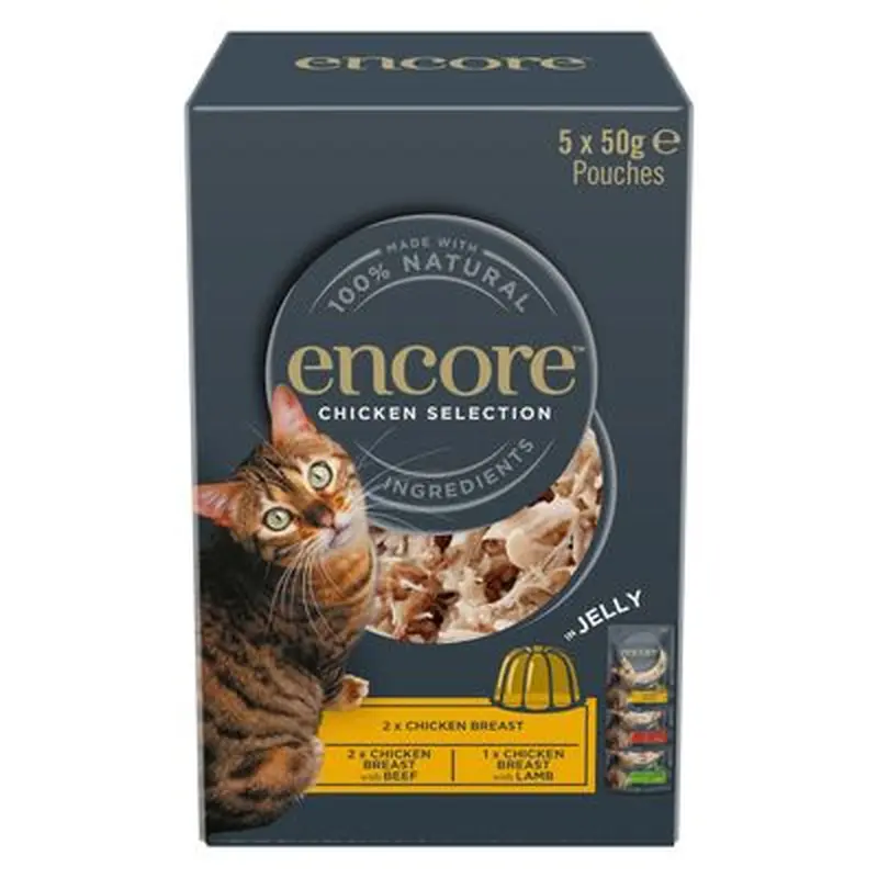 Encore Cat Jelly Pouch Multipack 5 x 50g - Ocean fish (3 varieties)