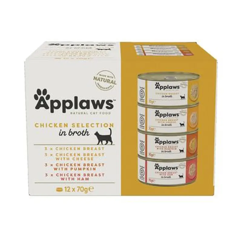Applaws Cat Food 70g - Chicken in Broth - Chicken with Duck 24 x 70g