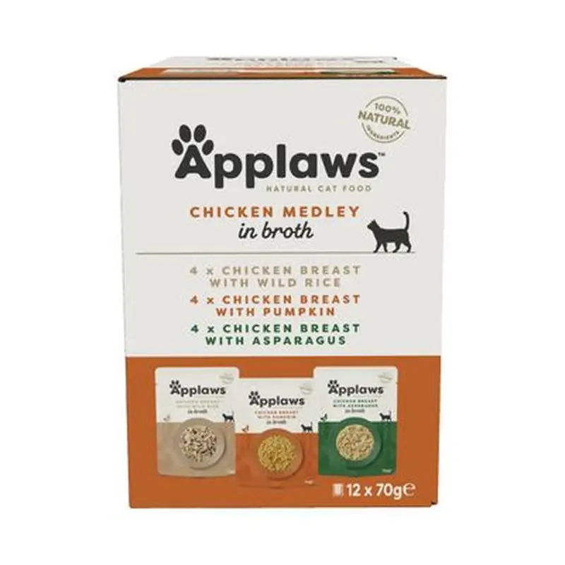 Applaws Pouches Cat Food in Broth Mixed Pack 12 x 70g - Fish selection