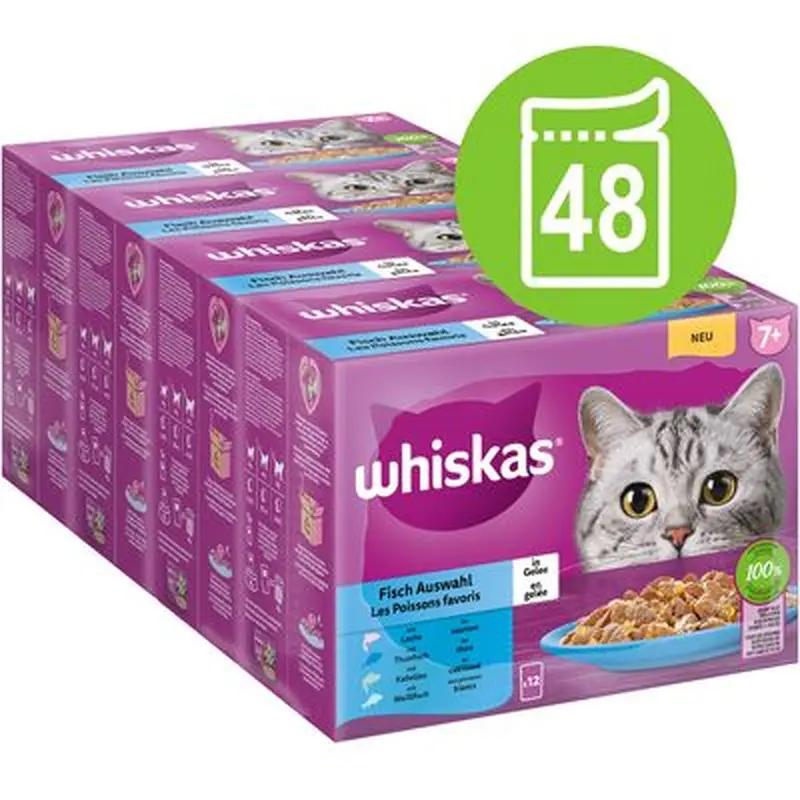 Whiskas Senior Pouches 48 x 85g - 7+ Mixed Selection in Gravy
