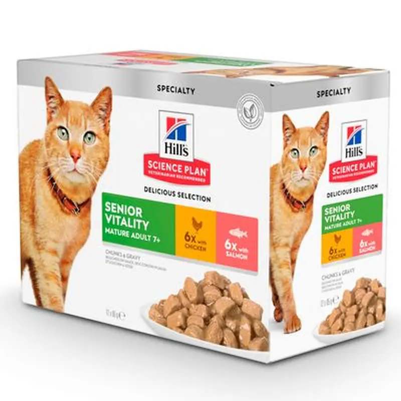 Hill's Science Plan Mature Adult 7+ Senior Vitality - 12 x 85g (Chicken & Salmon)