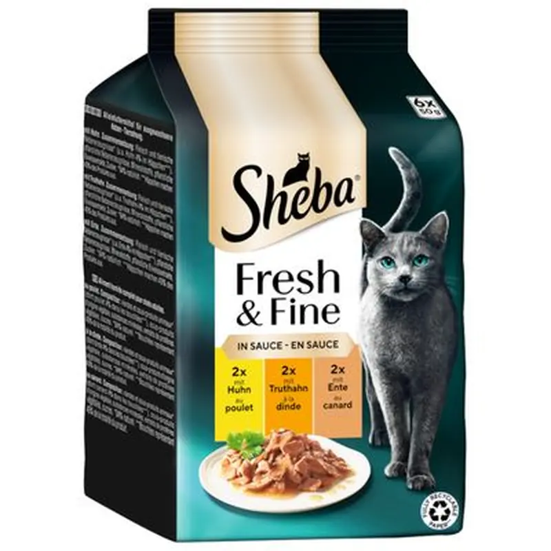 Sheba Fresh Choice Mini Pouches 6 x 50g - Chicken, Turkey & Duck in Gravy