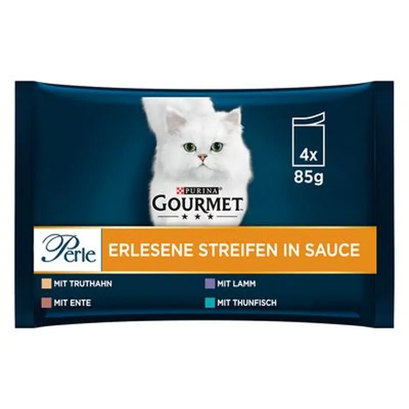 Gourmet Perle Mixed Pack 4 x 85g - Turkey, Tuna, Duck & Lamb