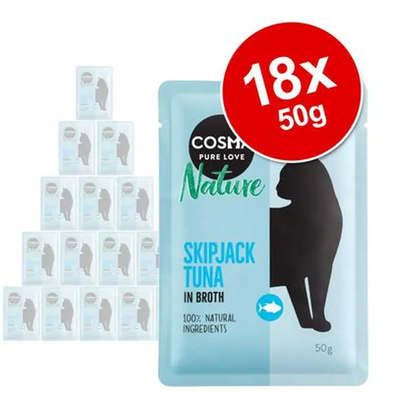 Cosma Nature Pouches Saver Pack 18 x 50g - Chicken & Chicken Ham