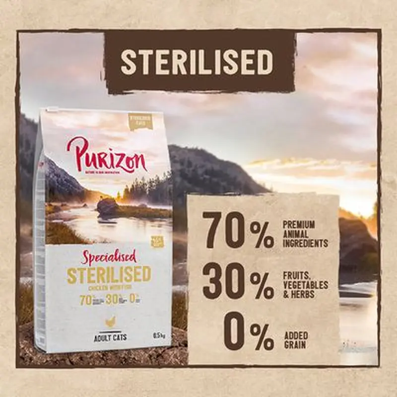 Purizon Adult Sterilised Grain-Free Chicken & Fish - Economy Pack: 2 x 6.5kg