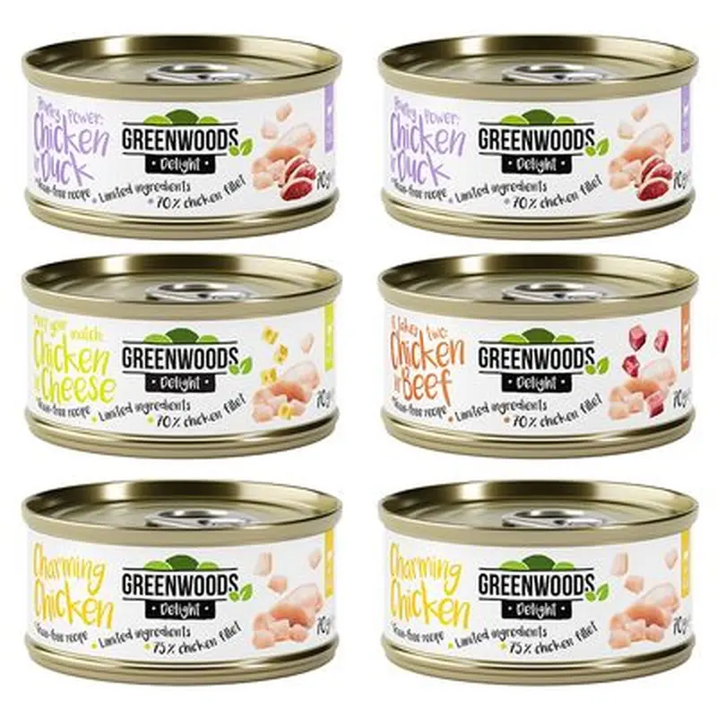 Greenwoods Delight Mixed Trial Pack Chicken 6 x 70g - Mix: 4 Varieties (Chicken)