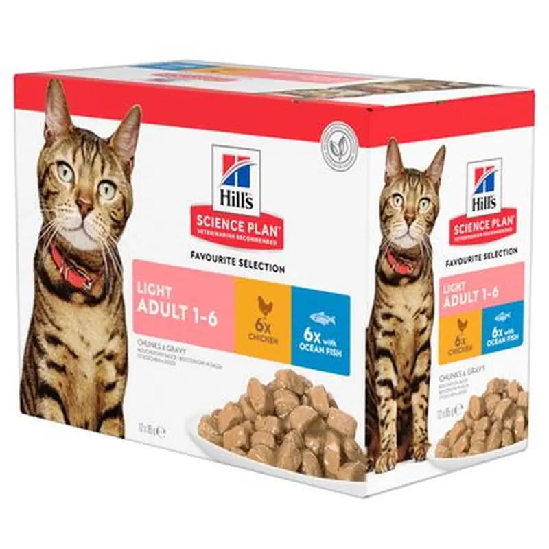 Hill's Science Plan Adult Light Pouches - Chicken & Fish Selection (12 x 85g)