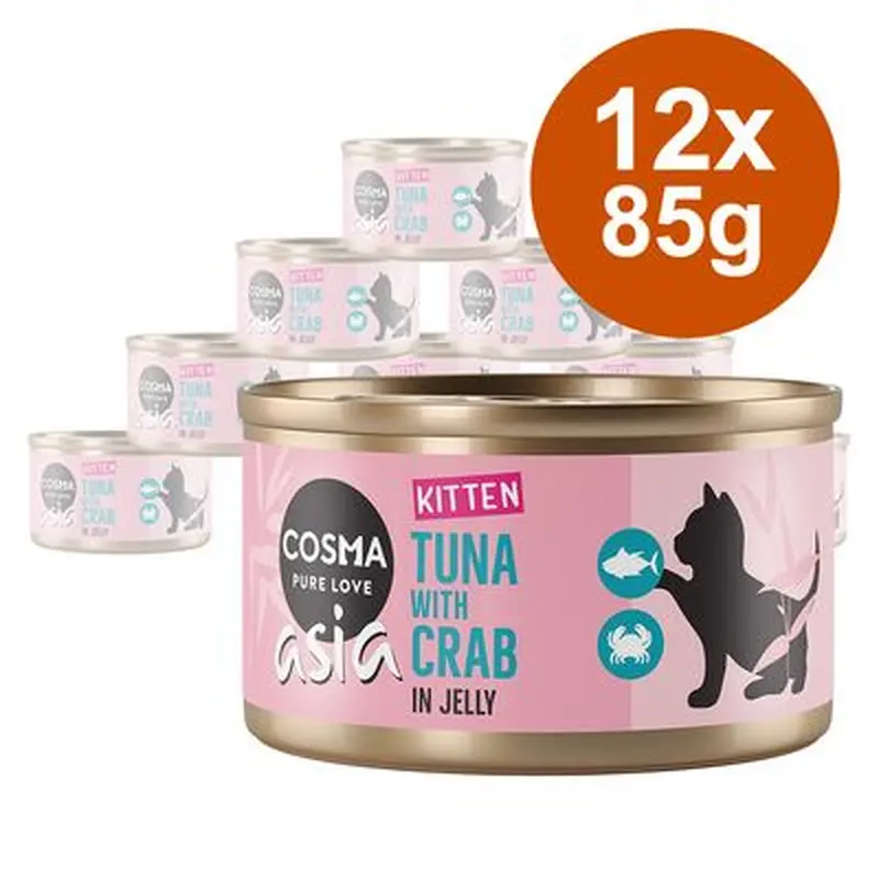 Cosma Asia Kitten in Jelly  Saver Pack 12 x 85g - Tuna with Crab Meat