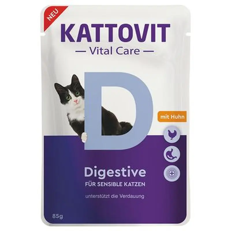 Kattovit Vital Care Digestive Pouches with Chicken - 6 x 85 g