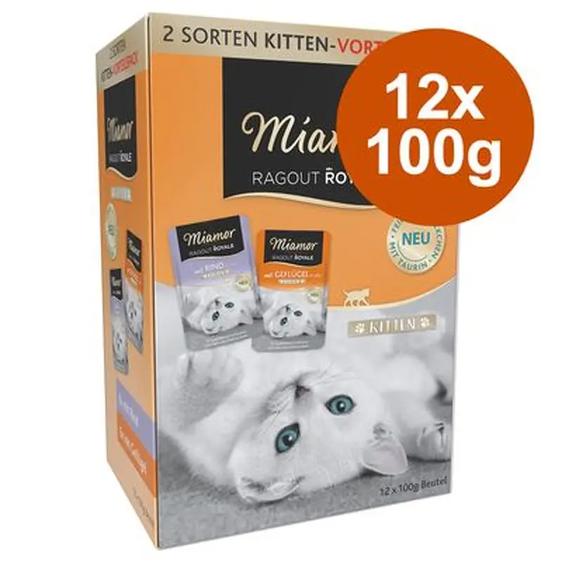 Miamor Ragout Royal Kitten in Jelly Mixed Pack 12 x 100g - Poultry and Beef in Jelly