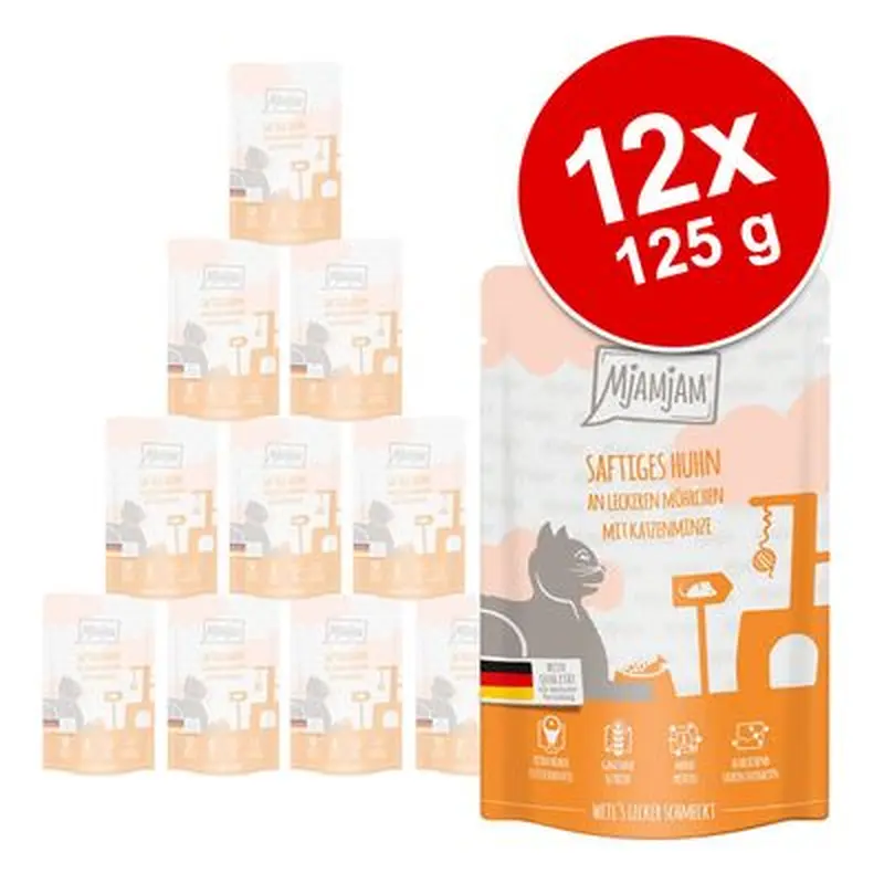 MjAMjAM Squeezy Pouches 12 x 125g - Delicious Beef with Steamed Pumpkin