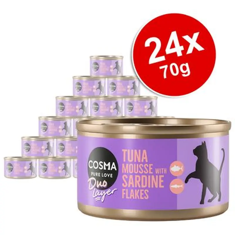 Cosma DUO Layer Saver Pack 24 x 70g - Tuna Mousse with Tuna Flakes