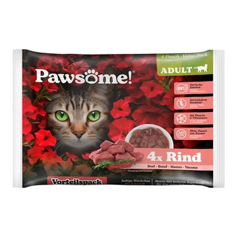 Pawsome Adult Cat 4 x 85g - Chicken
