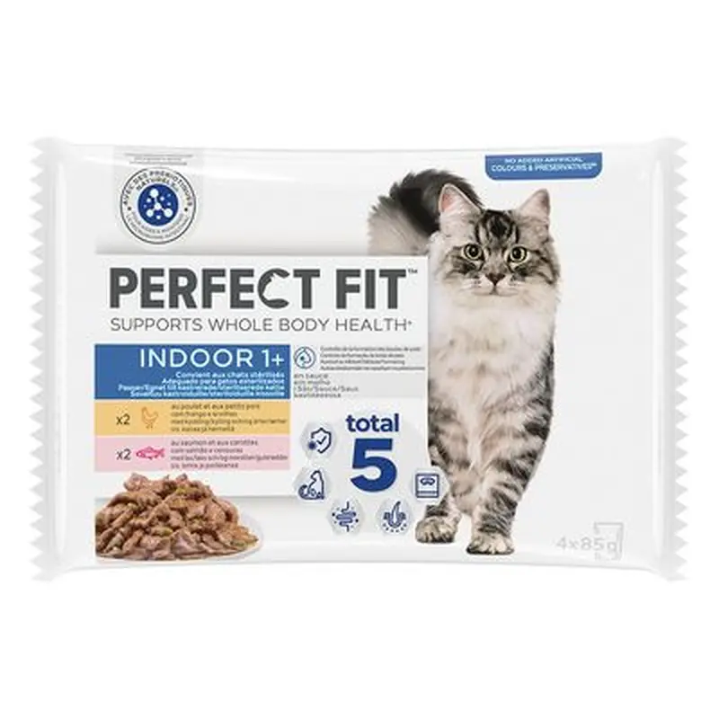 Perfect Fit Sterile Indoor Adult 1+ - 4 x 85g Chicken & Salmon