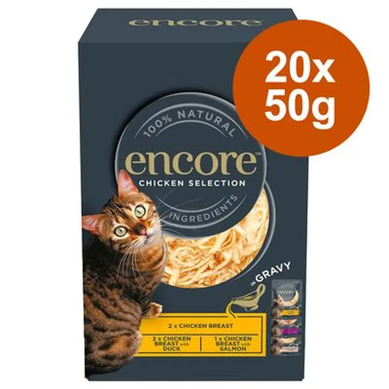 Encore Cat Gravy Pouch Mix Saver Pack 20 x 50g - Chicken Selection (3 Varieties)
