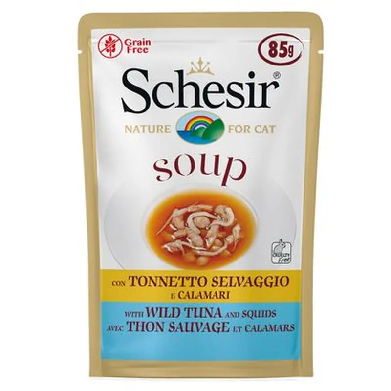 Schesir Cat Soup 6 x 85g - Wild Tuna & Squid