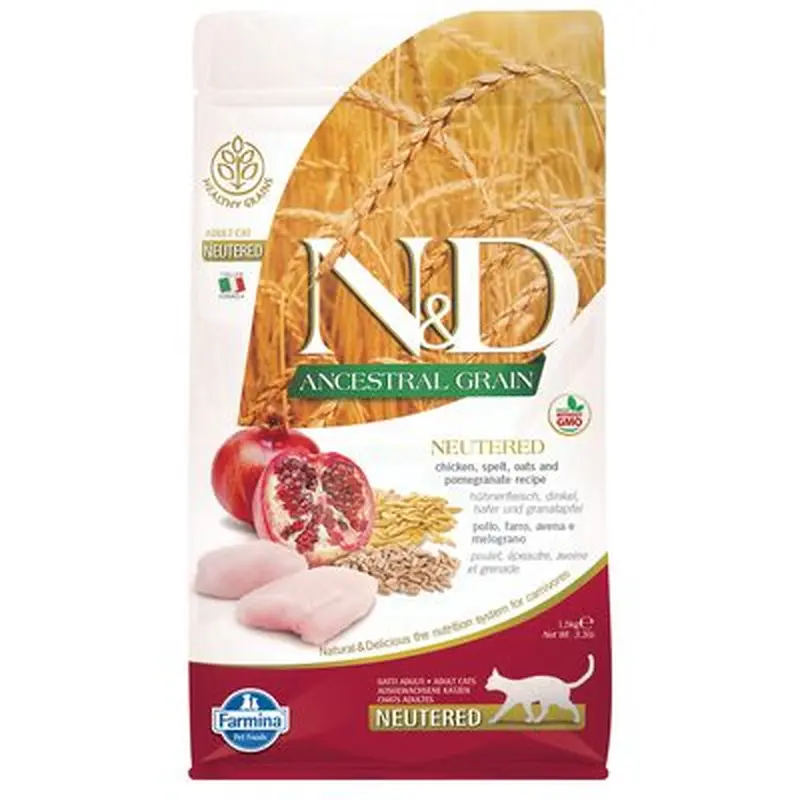 N&D Cat Ancestral Grain Chicken & Pomegranate Neutered - 1.5 kg