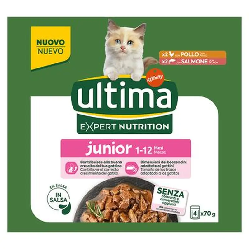 Ultima Cat Expert Nutrition Junior Chicken & Salmon - Saver Pack: 44 x 70g