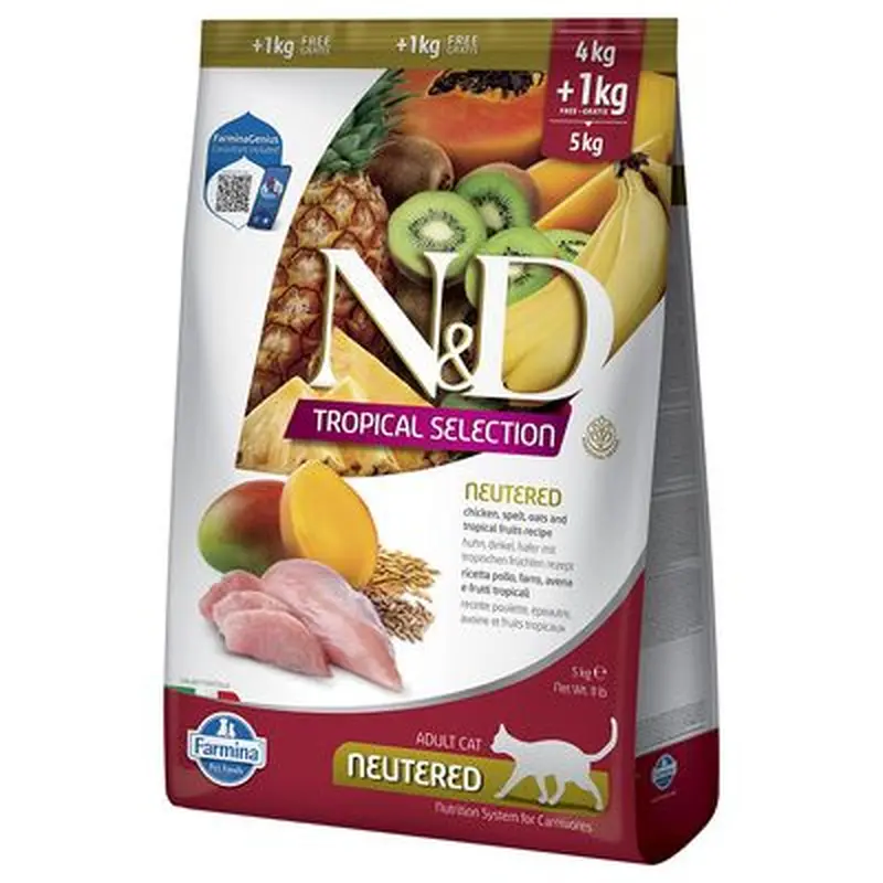 N&D Cat Tropical Selection Neutered with Chicken - 5kg (4kg + 1kg)