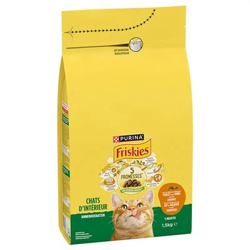 PURINA Friskies Indoor Cat with Chicken, Turkey & Vegetables - 1.5kg