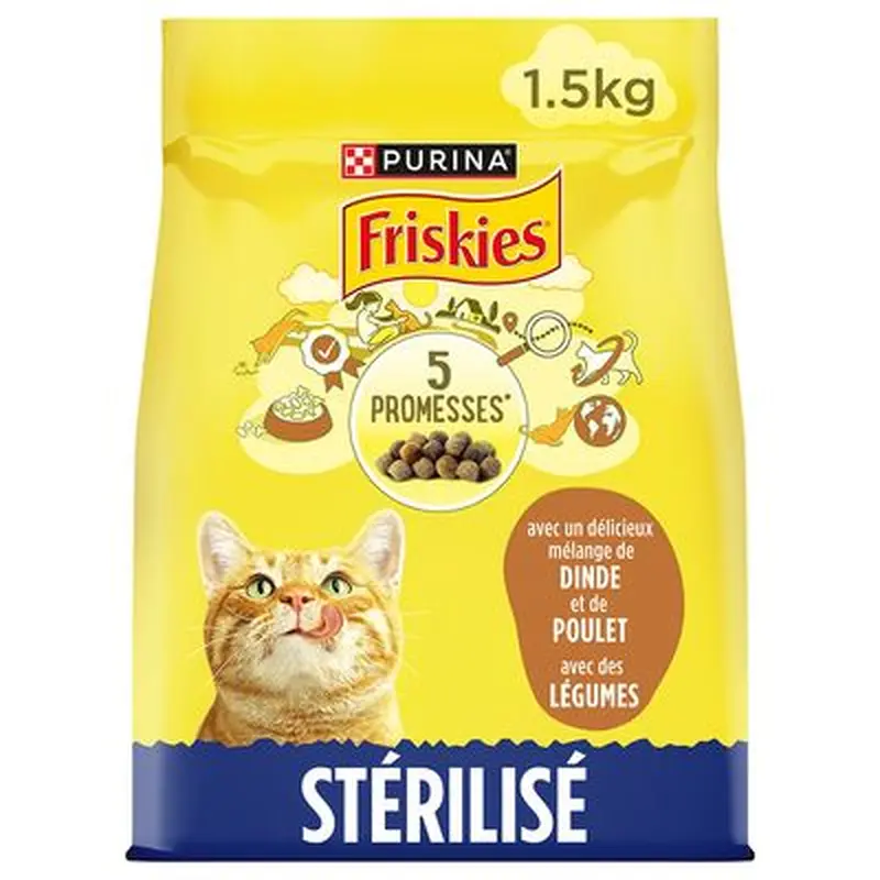 PURINA Friskies Sterilised Cat with Turkey, Chicken & Vegetables - 1.5kg