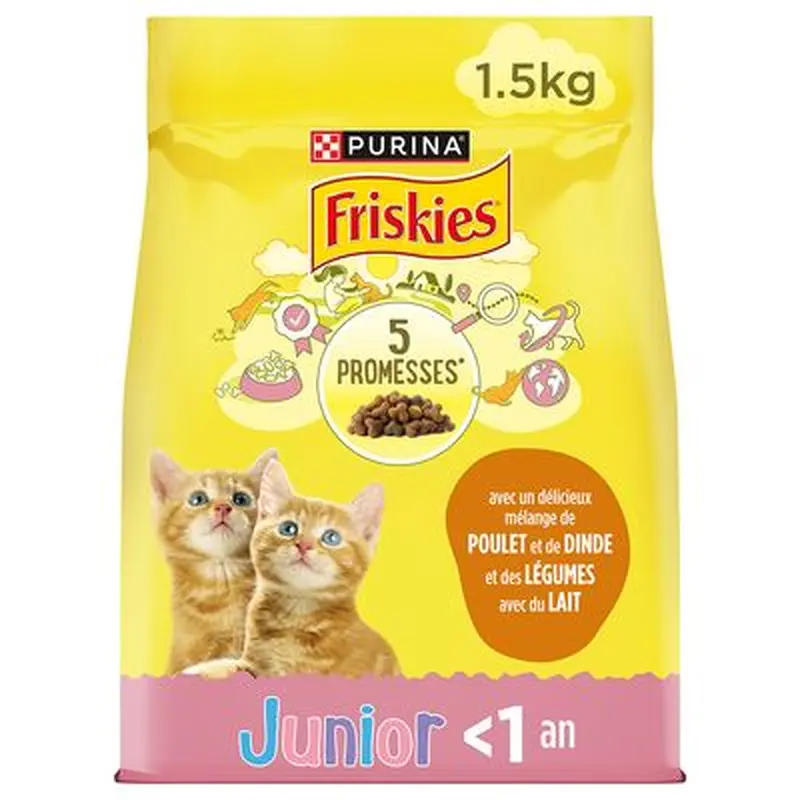 PURINA Friskies Junior Cat with Chicken, Turkey & Vegetables - Economy Pack: 3 x 1.5kg
