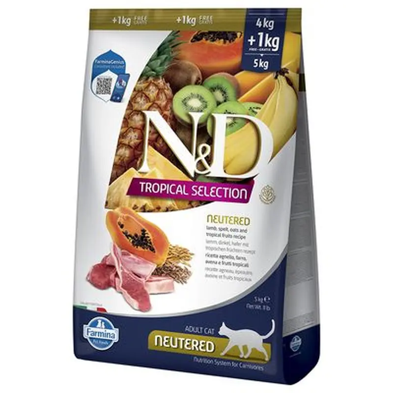 N&D Cat Tropical Selection Neutered with Lamb - Economy Pack: 2 x 5kg (4kg + 1kg)