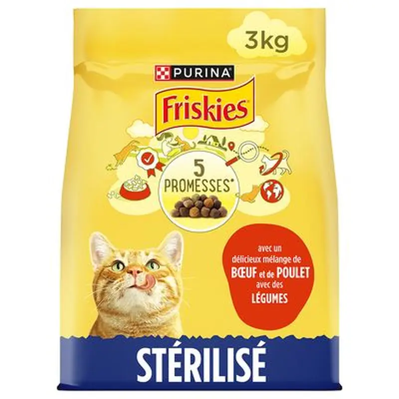 PURINA Friskies Sterilised Cat with Beef, Chicken & Vegetables - Economy Pack: 3 x 3kg