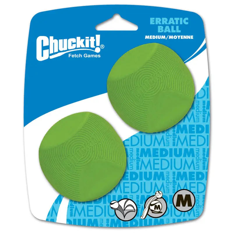 Chuckit! Erratic Dog Toy Ball Green 2pk MD