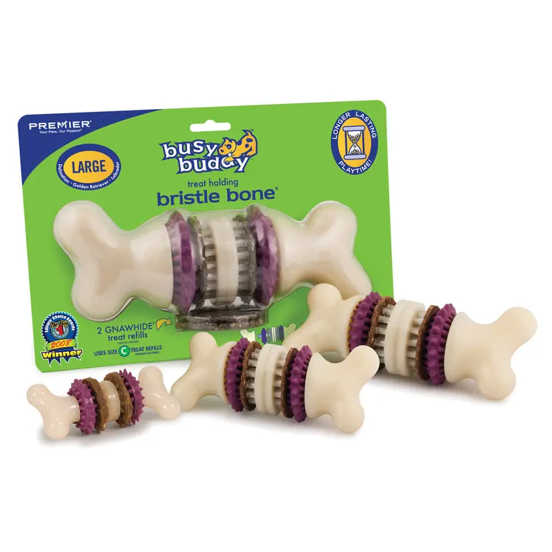 Busy Buddy Bristle Bone Chew Toy Multi-Color XXS
