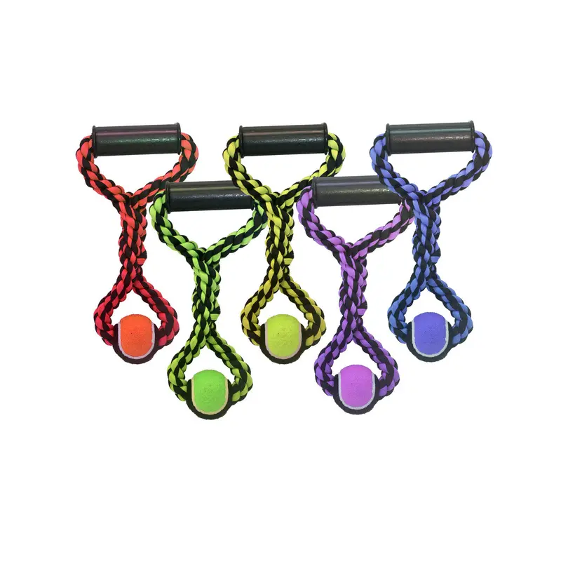 Multipet Nuts for Knots Rope Tug Dog Toy With Tennis Ball Assorted 20in LG
