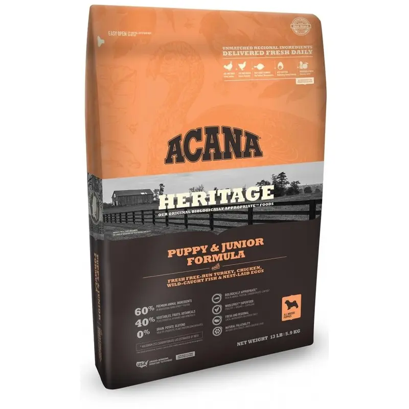 Acana Heritage Puppy and Junior Formula Grain Free Dry Dog Food-13-lb-
