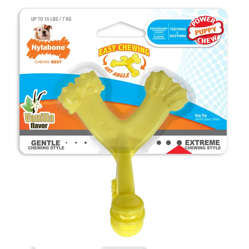 Nylabone Puppy Power Axis Bone Nylon Puppy Chew Toy Vanilla Small/Regular (1 Count)