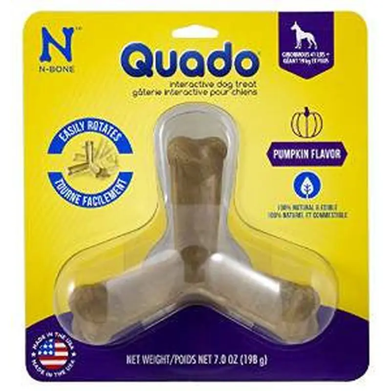 N-Bone Quado Interactive Dog Chew Treat Pumpkin Flavor - Large 