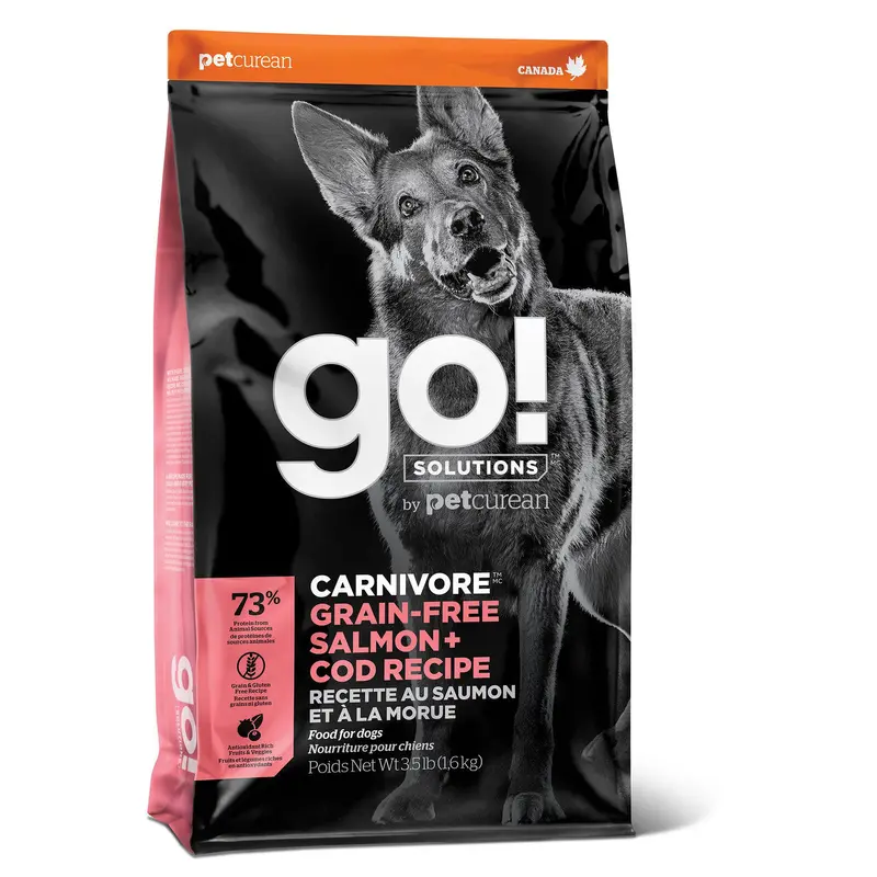 Petcurean GO! CARNIVORE Grain Free Salmon + Cod Recipe for dogs 3.5lb C=6 