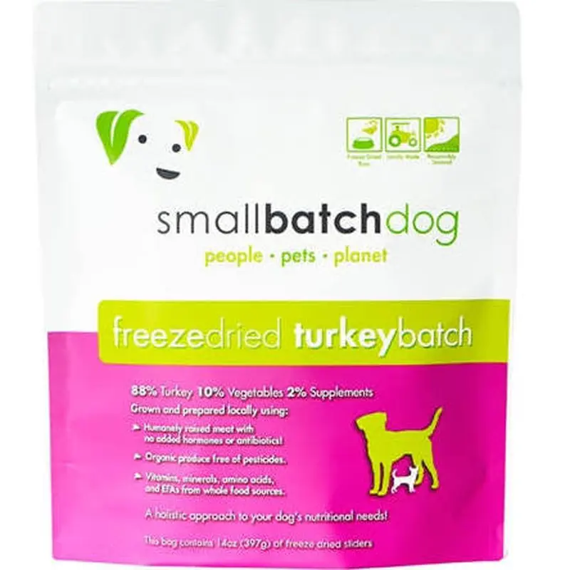 Small Batch Dog Freeze Dried Turkey Sliders 14oz 