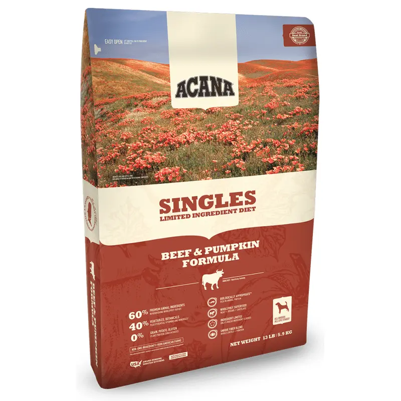 Acana Singles Limited Ingredient Diet Grain Free Beef and Pumpkin Dry Dog Food-25-lb-