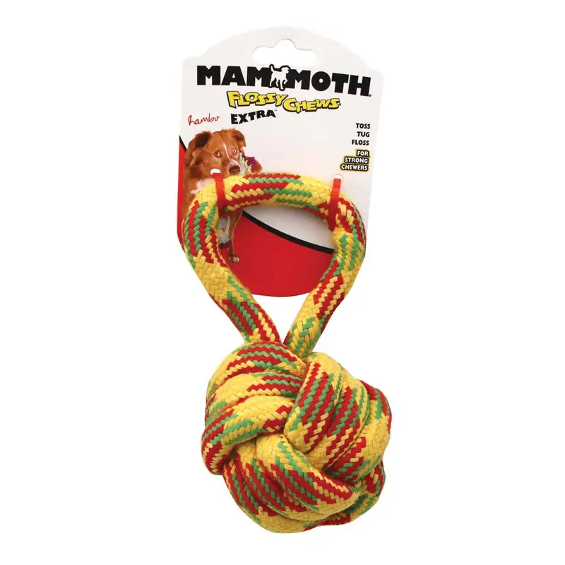 Mammoth EXTRA Monkey Fist With Handle Dog Toy Multi-Color 3.5in MD