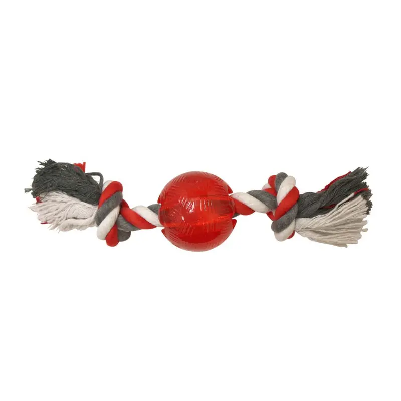 Spot Play Strong Ball with Rope Dog Toy Red 2.5 in