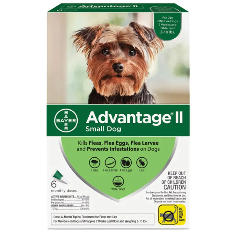 Advantage Ii Dog Small Dog 3-10lb Green 6 Pack