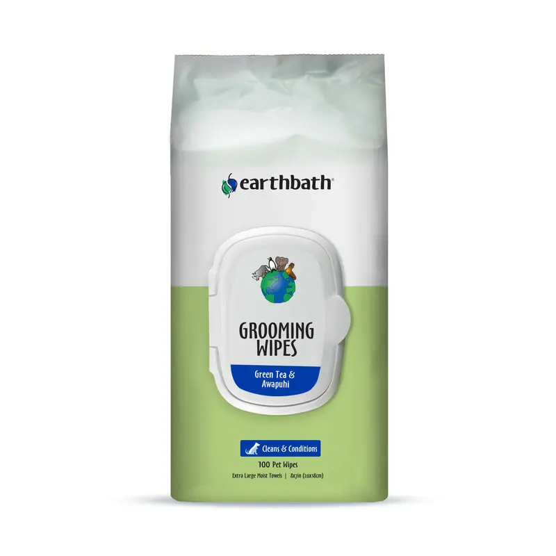 Earthbath Grooming Wipes, Green Tea & Awapuhi 100ct