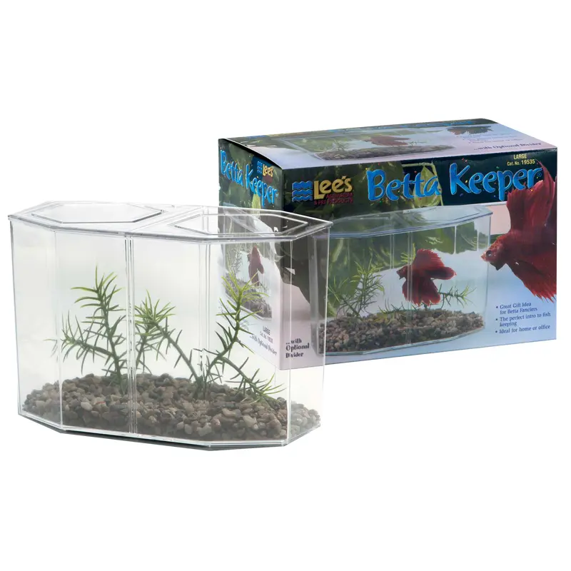 Lees Betta Keeper with Lid Gravel and Plant Clear 60 oz