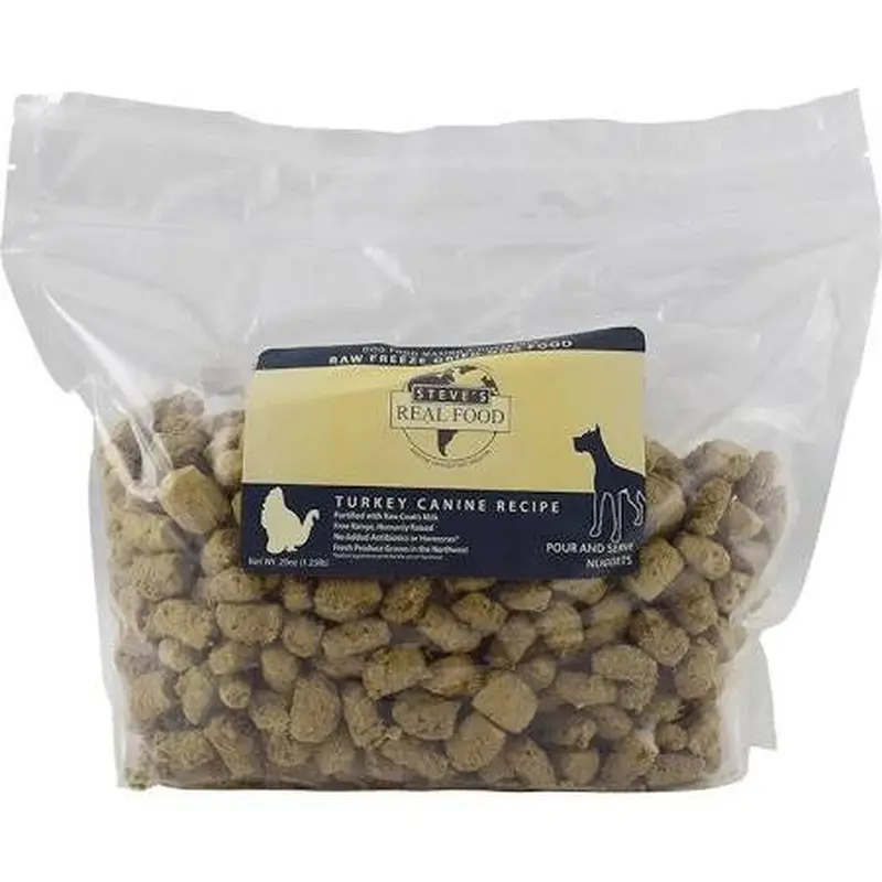Steve's Real Food Dog Freeze Dried Nuggets Turkey 1.25lb !