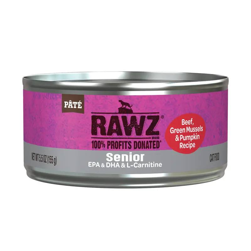 Rawz Beef, Green Mussels & Pumpkin Senior Cat Canned 5.5oz