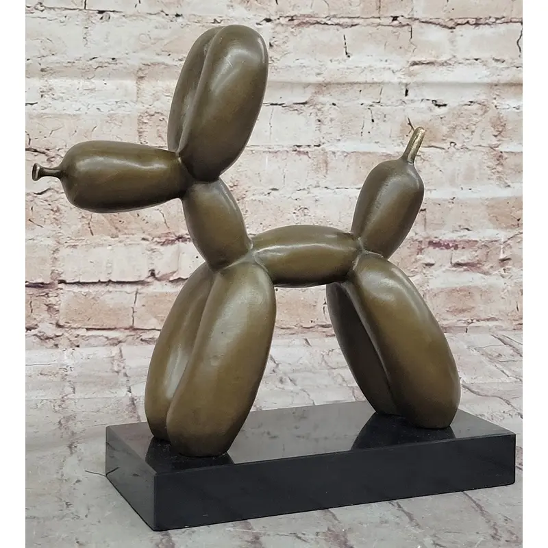Balloon Dog Bronze Metal Sculpture Statue Decor Abstract Art on Marble Base