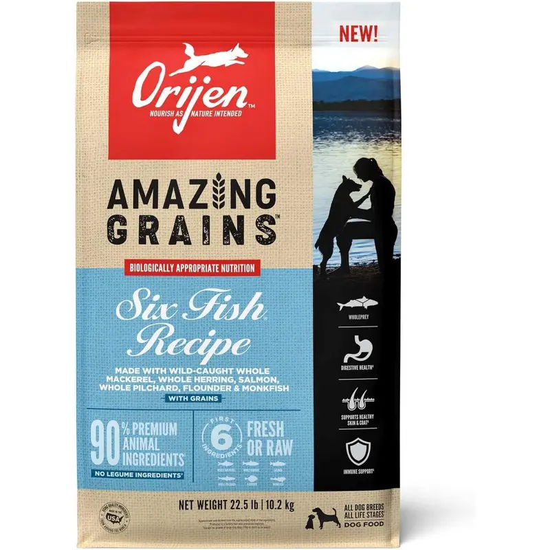 Orijen Amazing Grains 6 Fish Dry Dog Food 22.5lb