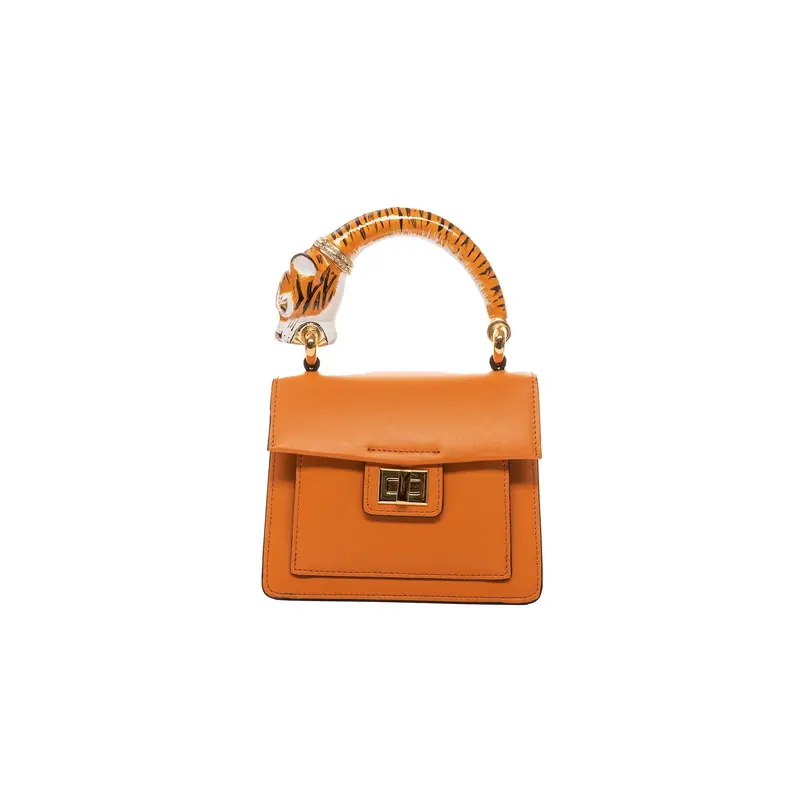 Tiger Bag With Orange Italian Leather